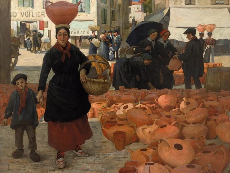 1878-Alex Lizal - Il mercato dei boccali a Dax, 1903